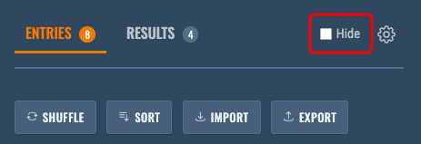 the Hide checkbox